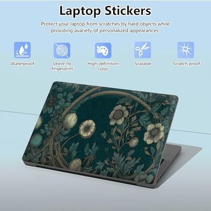 Universal Laptop Skin Sticker with 2 Wrist Pad Skins, Waterproof Scratch Resistant Vinyl Laptop Cover Decal, Cut to Fit for 11–15.6 Inch MacBook HP Dell Lenovo, Blue Flowers - color: Blue Flowers