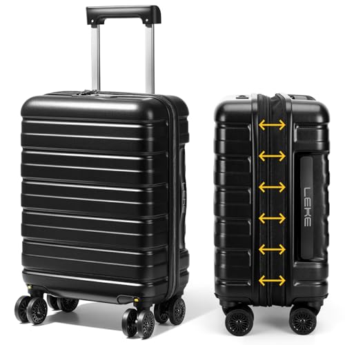 Lekesky 18 Inch Expandable Carry On Luggage Airline Approved, Black | Durable ABS, Small Underseat Carry-on Luggage with TSA Lock Spinner Wheels, Personal Item Luggage Removable Wheels for Travel - color: B-Black, size: 18 Inch