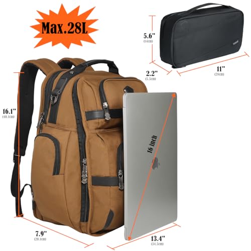 WELKINLAND 24H Business Backpack for Men with Toiletry Bag, 16" Laptop Executive Backpack for Mens, 28L Business Computer Backpacks, Heavy Duty Laptop Backpack, Carry-on Executive Backpacks for Men