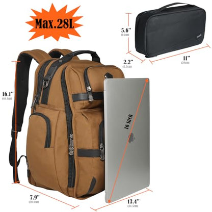WELKINLAND 24H Business Backpack for Men with Toiletry Bag, 16" Laptop Executive Backpack for Mens, 28L Business Computer Backpacks, Heavy Duty Laptop Backpack, Carry-on Executive Backpacks for Men