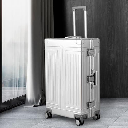 All Aluminum Magnesium Luggage 28inch，Cut from Whole Aluminum Sheet（3rd Generation，Premium Magnesium Metal zipperless suitcase ） (silvery, 28inch) - color: silvery, size: 28 inch