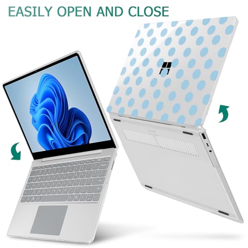 Case for Surface Laptop 5/4/3 13.5", Blue Polka Dots | Hard Shell Case with Keyboard Cover & Screen Protector. Fits Surface Laptop 5/4/3 13.5" Metal Palm Rest Models 1951/1868. - color: Blue Polka Dots