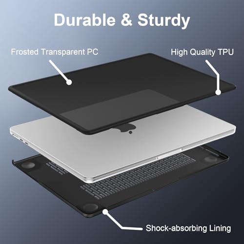 AKIT Compatible with MacBook Air 15 Inch Case 2026 2025-2023 M5 M4 M3 M2 A3448 A3241 A3114 A2941, [Anti-Cracking] Hard Shell Laptop Case&Keyboard Cover&Screen Protector for MacBook Air 15 Inch, Black - color: Black