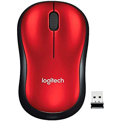 Logitech M185 Compact Ambidextrous Wireless Mouse with Rubber Grips - Red | Ambidextrous mouse with 2.4 GHz USB-A Nano Receiver, Optical Tracking, 12-Months Battery Life, PC, Mac, Laptop compatible - color: Red, size: 1 Pack, style: USB Receiver