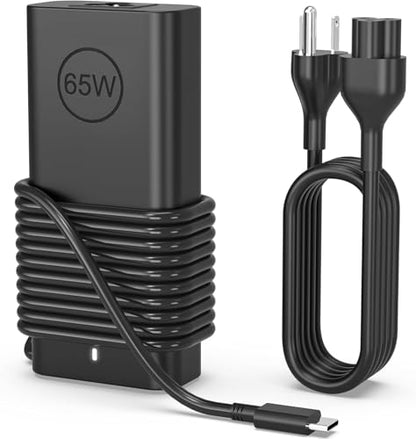 BAJ 65W USB C Laptop Charger Compatible with Dell Latitude 5420 5520 5540 7420 7490 5550 7450 XPS 15 13 12 9250 9360 in spiron 16 14 13 7620 2 in 1 7425 Chromebook 3100 3110 3400 Computer Power Cord - color: BLACKD