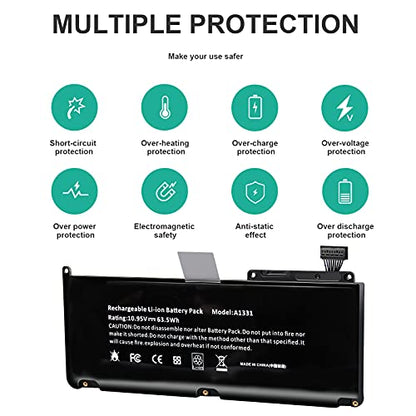 Fancy Buying A1331 13" A1342 (Late 2009 Mid 2010) Laptop Battery for Apple MacBook Unibody fits 661-5391 020-6582-A MC233LL/A MC207LL/A MC516LL/A - size: 8.84*2.94*1.2inch A1331