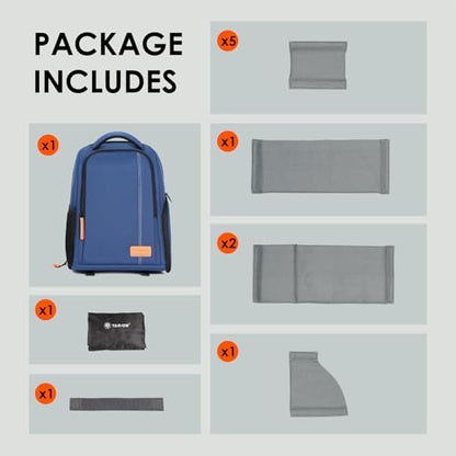 TARION Camera Backpack for Photographers Compact 15L, TB04 Blue | 15 Inch Laptop Compartment, Side Access Quick Draw, Anti-theft Hidden Pocket, Tripod Holder, Rain Cover, Travel-Friendly - color: Blue