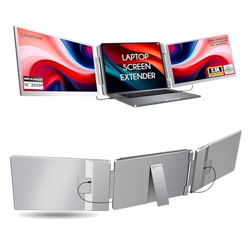 16" Laptop Screen Extender Triple Display - 2560x1600P QHD Portable Monitor, USB C Detachable Plug & Play Extender for 12" -17" Laptops - Compatible with Windows/Android/PS4/MacBook