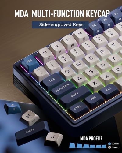 RK ROYAL KLUDGE M100 Wireless Mechanical Keyboard w/Screen & Dual Knobs, Tri-Mode Gasket Mount Gaming Keyboard with Number Pad, Hot Swappable Cream Switch, Blue - color: Blue