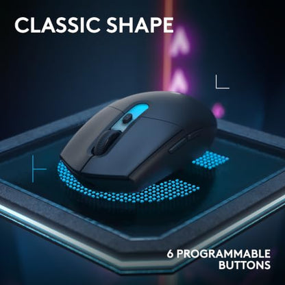 Logitech G305 X SUPERLIGHT Wireless Gaming Mouse, Lightweight 59g, HERO 44K Sensor, RGB lighting, LIGHTSPEED and Bluetooth, 130+ Hr Battery Life, 6 Programmable Buttons, Compatible with PC/Mac - Black - color: Black, style: Superlight