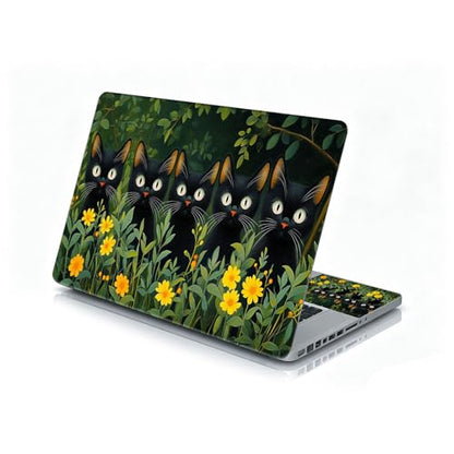 Universal Laptop Skin Sticker Decal, 12"-15.6" Aesthetic Vinyl Wrap, Black Cats Garden Waterproof Notebook Cover Art Protector for MacBook HP Dell Lenovo, Fits 13" 14" 15" 15.6" - color: Black Cats Garden