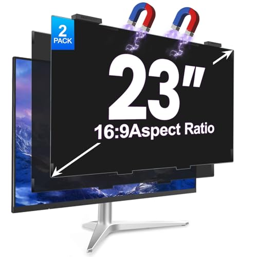 2Pack Magnetic 23 Inch Privacy Screen for Computer Monitor 16:9 Aspect Ratio, Hanging Removable Anti-Blue/Glare Protector Film, Anti Spy Desktop Security Private Filter 23in - color: black, size: 23inch 2pcs