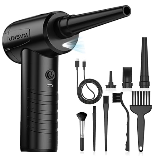 Air Duster,Efficient Electric Air Duster,Compact Rechargeable Cordless Compressed Air Duster,Quiet Air Blower,Portable 3-Gear Versatilie Dust Blower with LED Light for Keyboard Cleaning