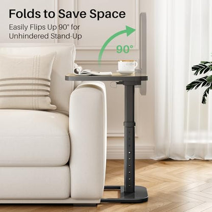 Kitstorack Upgraded TV Tray Table with Panel Lock, Adjustable Height & 90° Flip-Over Design, Sofa Arm End Side Table for Eating, Dinner, Snack, Laptop, Couch, Bed, Chair or Small Spaces, Gray - color: Driftwood Gray, style: Auto-locking