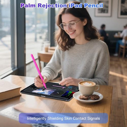 Stylus Pen for iPad A16 11th/10th Palm Rejection & Fast Charging Pen 2025-2018 Stylus Pencil for iPad 11th/A16/10/9/8/7/6th,Pro 12.9/11/13 inch M4,Air M2/M3/5/4/3,Mini A17/5th/6th - color: Rose Red