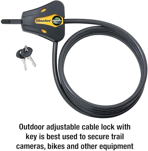 Master Lock - Keyed Alike Trail Camera Python Adjustable Cable Locks w/16 Keys, Model# 8419KA-8 - size: 8 Pack
