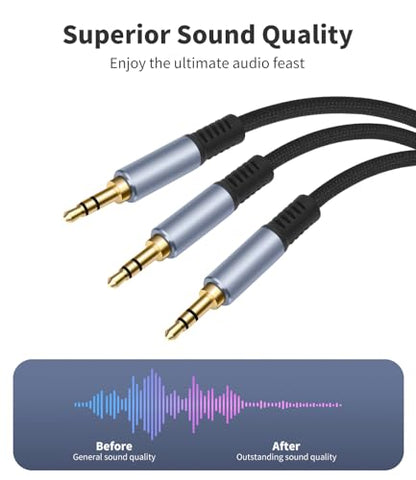 1/8" TRS Stereo Splitter Cable 6.6FT(Splitter 20cm), Male to Dual Male, 3.5mm Y-Splitter Stereo Cable, for Speakers, Headphone, Cell Phone PC Laptop, Perfect for Switching or Two Sets of Speakers - size: 6.6FT
