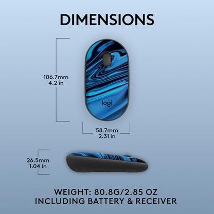 Logitech M340 Wireless Mouse with Limited Edition Prints, USB Receiver and Silent Clicks, Portable Wireless Mouse for Laptop, PC, Windows, Chrome, Surface – Blue Galaxy - color: Blue Galaxy