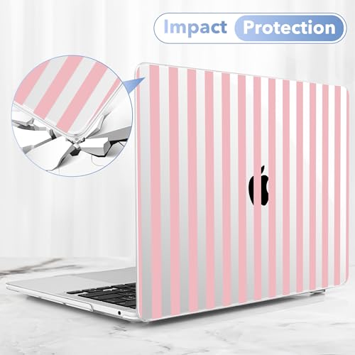 May Chen Case for MacBook Pro 13 inch M2 2023,2022,2021,2020 A2338 M1 A2251 A2289, Plastic Hard Shell Cover for MacBook Pro 13" with Touch Bar Fits Touch ID, Pink Stripes - color: Pink stripes