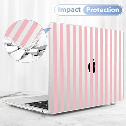 May Chen Case for MacBook Pro 13 inch M2 2023,2022,2021,2020 A2338 M1 A2251 A2289, Plastic Hard Shell Cover for MacBook Pro 13" with Touch Bar Fits Touch ID, Pink Stripes - color: Pink stripes