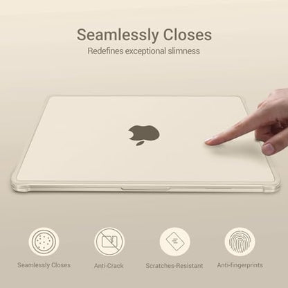 MOSISO Anti-Crack Case for MacBook Air 13 inch M5 M4 M3 M2 2026-2022 | 3 in 1 Kit Anti-Fingerprints Reinforced TPU Bumper Hard Shell for MacBook Air 13.6, A3449 A3240 A3113 A2681, Starlight Clear - color: Starlight Clear