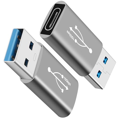 USB 3.0 to USB C 3.1 Adapter 2 Pack,10Gbps Double Sided Data Transfer, USB A Male to USB C Female Converter Connector Support 3A Fast Charging for iPhone 16/15 Series, PC, Laptop, MacBook, iPhone,iPad - color: USB A Male to USB C Female, size: 2 Pack