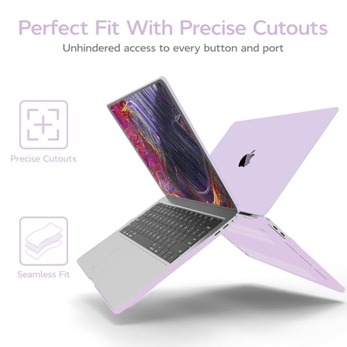 Anban for MacBook Pro 13 inch Case 2025 2024 2023 2022 2021 2020-2016 M2 M1 | Model A2338 A2251 A2289 A2159 A1989 A1708 A1706, Plastic Laptop Hard Shell Case with Keyboard Cover &Screen Protector, Purple - color: Lavender Purple