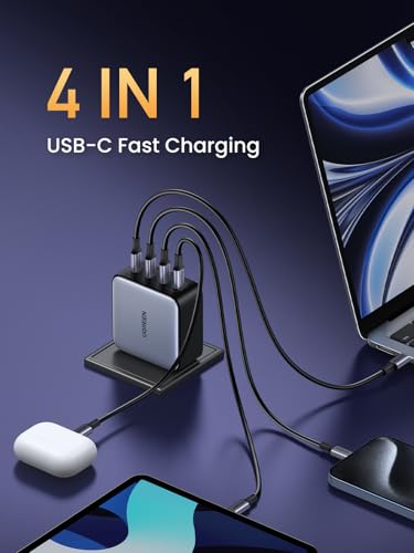 UGREEN Nexode 100W GaN USB C Wall Charger, 4-Port Type-C Fast Charger Compatible with MacBook Pro/Air, Dell XPS, iPhone 17/16/15 Series, Galaxy S25/S24, Pixel 10/9, iPad Air, Steam Deck
