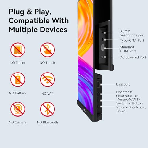 Kenowa 23.8" Large Portable Monitor 200Hz FHD 1080P IPS Freesync USB-C HDMI External Gaming Monitor with Dual Speakers Adjustable Stand, Second Display for Laptop Phone PC Computer Mac Xbox PS4 - size: 23.8"200Hz