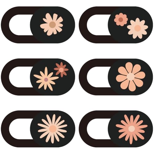 6Pcs 6 Styles Daisy Laptop Camera Cover Slide Flowers Privacy Guard Accessories, 0.04 Inch Ultra Thin Webcam Cover Protector Blocker for Desktop Computer Tablet Notebook Mini PC Office Use - color: April Daisy