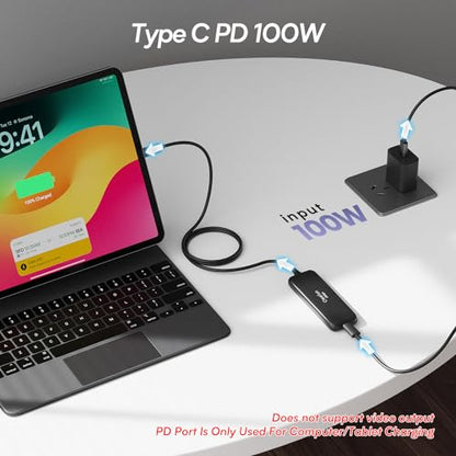 Qeefun USB C Hub 10Gbps, 4 Ports USB-C 3.2 Data Splitter, USB 3.2 Gen 2 Adapter with 100W Power Charging Port, USBC Extender for iPad Pro, iPhone 15, MacBook Air/Pro M2 M1, PC, Laptops and More - style: C to 4C+PD