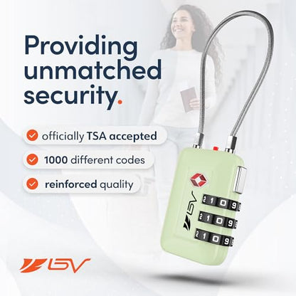 TSA Accepted Luggage Travel Lock, Set-Your-Own Combination Lock for School Gym Locker, Luggage Suitcase Baggage Locks, Filing Cabinets, Toolbox, Case (Mint Green, 2 Pack) - color: Mint Green 2-Pack