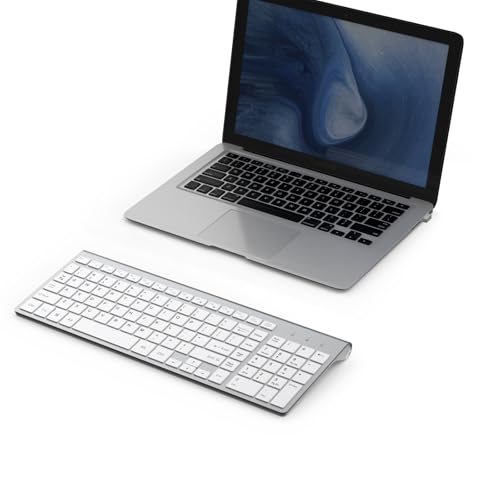 JOYACCESS J Wireless Keyboard, 2.4G Slim and Compact Wireless Keyboard with Numeric Keypad for Laptop, MacBook air, Apple, Computer, PC-Sliver&White - color: sliver white