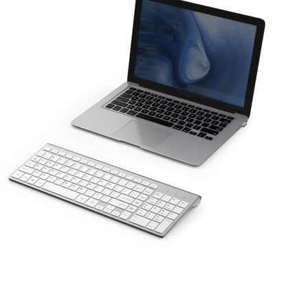 JOYACCESS J Wireless Keyboard, 2.4G Slim and Compact Wireless Keyboard with Numeric Keypad for Laptop, MacBook air, Apple, Computer, PC-Sliver&White - color: sliver white