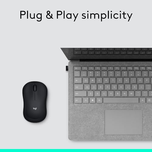 Logitech M185 Compact Ambidextrous Wireless Mouse with Rubber Grips - Black | Ambidextrous mouse with 2.4 GHz USB-A Nano Receiver, Optical Tracking, 12-Months Battery Life, PC, Mac, Laptop compatible - color: Black, size: 1 Pack, style: USB Receiver