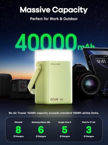 65W Power Bank 40000mAh Laptop Portable Charger Battery Pack - Green - color: Mint Green