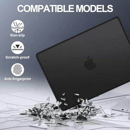 AKIT Compatible with MacBook Air 15 Inch Case 2026 2025-2023 M5 M4 M3 M2 A3448 A3241 A3114 A2941, [Anti-Cracking] Hard Shell Laptop Case&Keyboard Cover&Screen Protector for MacBook Air 15 Inch, Black - color: Black
