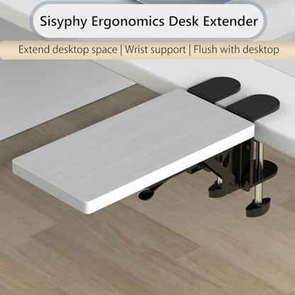 Sisyphy Ergonomics Desk Extender Tray, 11.8x5.9" Punch-Free Clamp on, Foldable Keyboard Drawer Tray, Table Mount Arm Wrist Rest Shelf, Computer Elbow Arm Support - color: White, size: 5.9*11.8"(30*15cm)