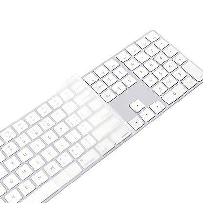 ProElife Keyboard Cover Skin for 2018-2017 Apple Magic Keyboard with Numeric Keypad A1843 US Enter MQ052LL/A Wireless Bluetooth Keyboard Ultra Thin Full Size TPU Protector, 0.13 mm, Transparent Clear | Clear, US Enter, Ultra Thin (0.13 mm), Full Size TPU