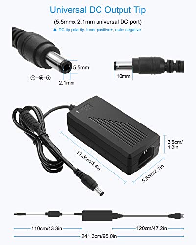 ALITOVE DC 12V 5A Power Supply Adapter Converter Transformer 60W AC 100-240V Input with 5.5x2.5mm DC Output Jack for 5050 3528 LED Strip Module Light - size: 5A
