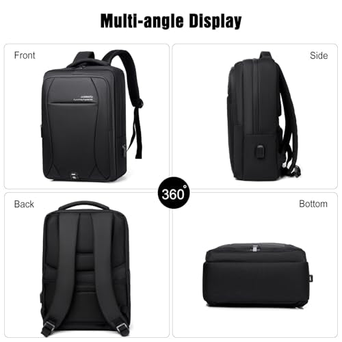 FANDARE 15.6 Inch Laptop Backpack for Men Women Business Travel Backpack with USB Charging Port & Luggage Strap Large Waterproof Polyester Carry On Backpack Gray - color: Gray
