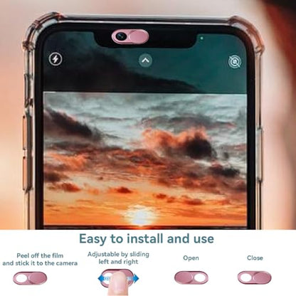 3Pcs Laptop Camera Cover Pink 0.04 Inch Ultra Thin Webcam Cover Slide Metal for Mini PC Phone Laptop Desktop Tablet Aluminum Durable Phone Privacy Protectors for Home Office Travel Use - color: Pink