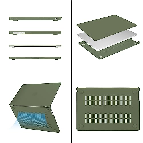 MOSISO Compatible with MacBook Air 15 inch Case M5 M4 M3 M2 2026 2025-2023 | Model A3448 A3241 A3114 A2941, Scratch-Resistant Ultra-Thin Protective Hard Shell Case Cover, Army Green - color: Army Green