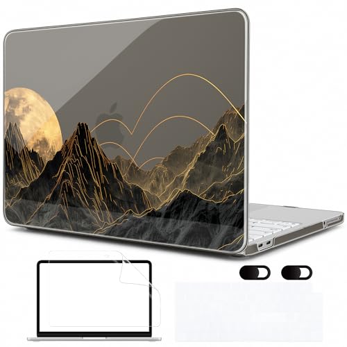 MEEgoodo Printed Case for New MacBook Neo 13 inch 2026 Release(Fit Model A3404), Laptop Hard Shell Cases with Keyboard Skin & Screen Protector & Webcam Covers, Glowing Lines Full Moon - color: Glowing Lines Full Moon