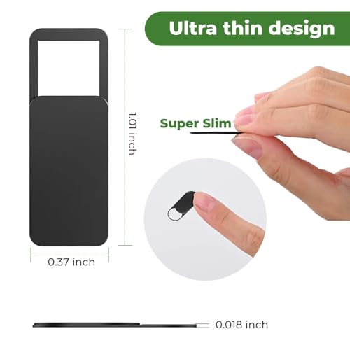 3 Pcs Camera Cover Slide, Compatible with MacBook, Laptop, PC, iMac, iPhone, Protect Privacy and Security 0.03 inch, Ultra-Thin Rectangle Webcam Cover with Case/Cleaning Cloth, 1.01X0.37 in - color: Black-M-3-Pack, size: Medium