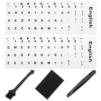 English Keyboard Sticker[5 in 1], Matte English Keyboard Alphabet Stickers with Black Font on White Background for Laptop & Desktop Computers - color: Black Letter