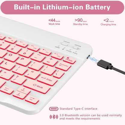 Keyboard Case for Galaxy Tab A9 Plus 5G 11 Inch 2023 (SM-X210/X216/X218), 7 Color Backlit Detachable Tablet Keyboard Cover with S Pen Holder for Samsung Galaxy Tab A9+ 11" (Pink) - color: Pink