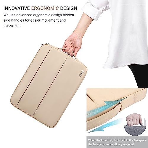 Voova 15.6 16 Inch Laptop Sleeve Case Compatible with MacBook Pro 16 M1/M2/M3/M4 Max 2019-2025, 15.6-16” Hp Lenovo Acer Asus, Waterproof Slim Computer Bag Cover with Handle, Apricot - color: Apricot, size: 15.6-16 Inch