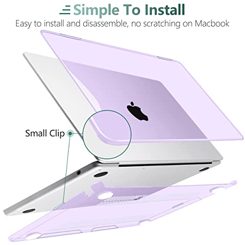 TWOLSKOO Compatible with MacBook Air 13 inch Case M5 2026 M4 2025 M3 M2 2024-2022 A3449 A3240 A3113 A2681, Plastic Hard Shell & Keyboard Cover & Screen Film for MacBook Air 13.6 inch, Crystal Purple - color: Crystal Purple