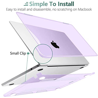 TWOLSKOO Compatible with MacBook Air 13 inch Case M5 2026 M4 2025 M3 M2 2024-2022 A3449 A3240 A3113 A2681, Plastic Hard Shell & Keyboard Cover & Screen Film for MacBook Air 13.6 inch, Crystal Purple - color: Crystal Purple